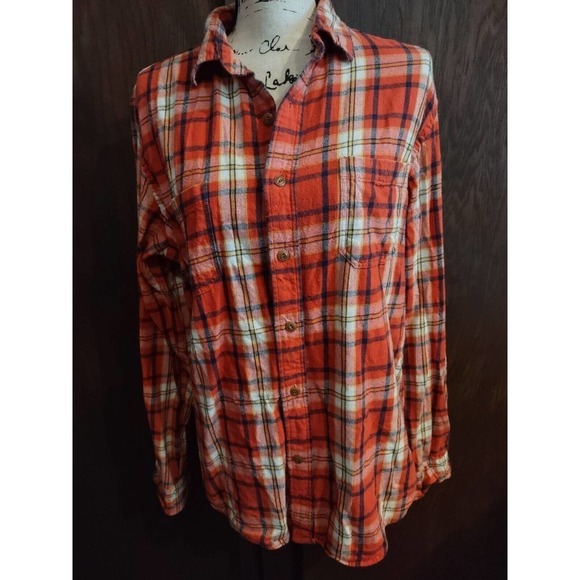 Old Navy Vintage Flannels Button Shirt Men's Medium Regular Fit Plaid Red - Picture 1 of 5